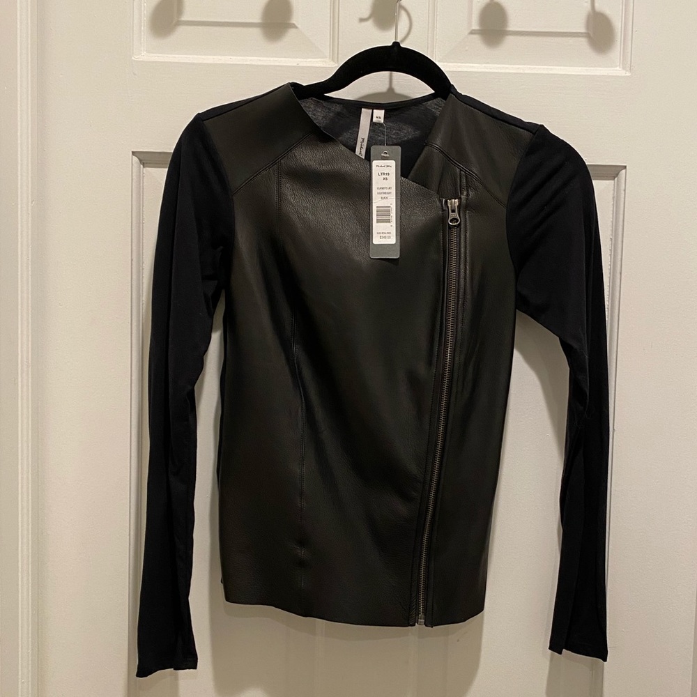 Michael Stars Leather Knit Moto Jacket Lightweight